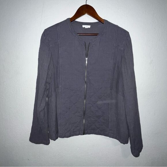 Women's J. Jill 100% Cotton Navy Blue Quilted Jacket - Picture 3 of 7